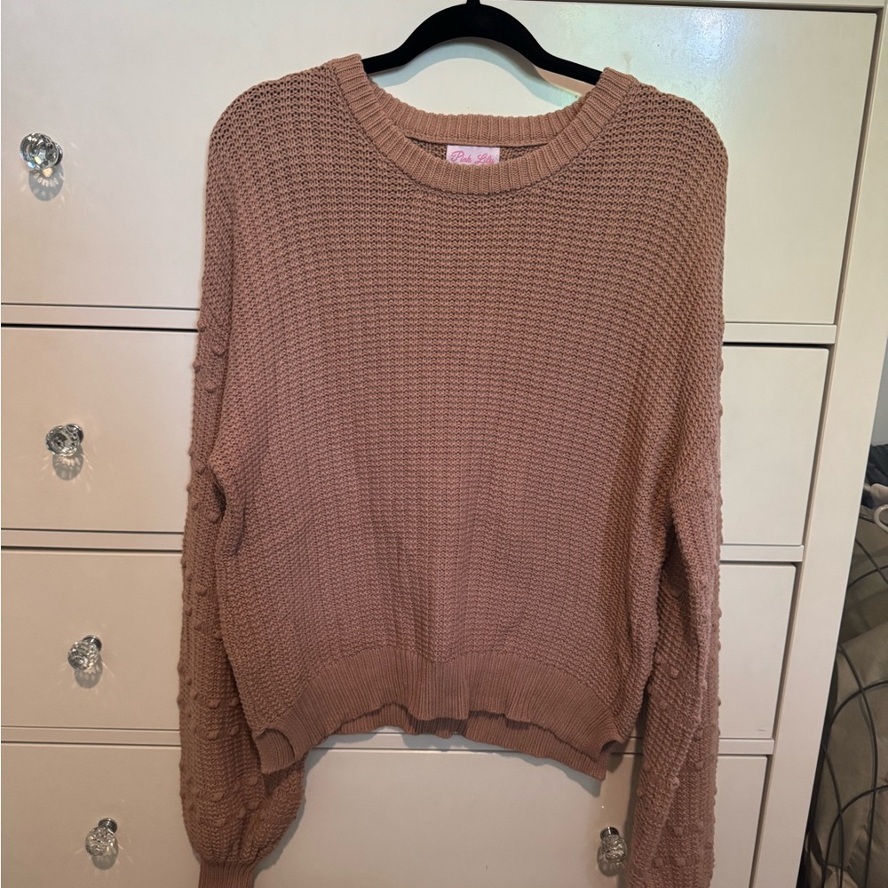 Pink Lily Warm Knit Sweater - Brown